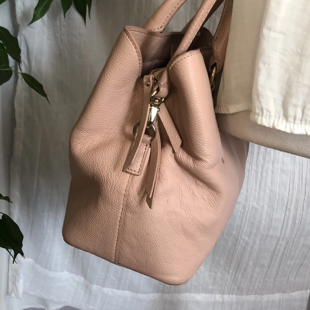 KATE SPADE Larchmont Ave pale pink satchel w/ gold hardware 3 sections crossbody